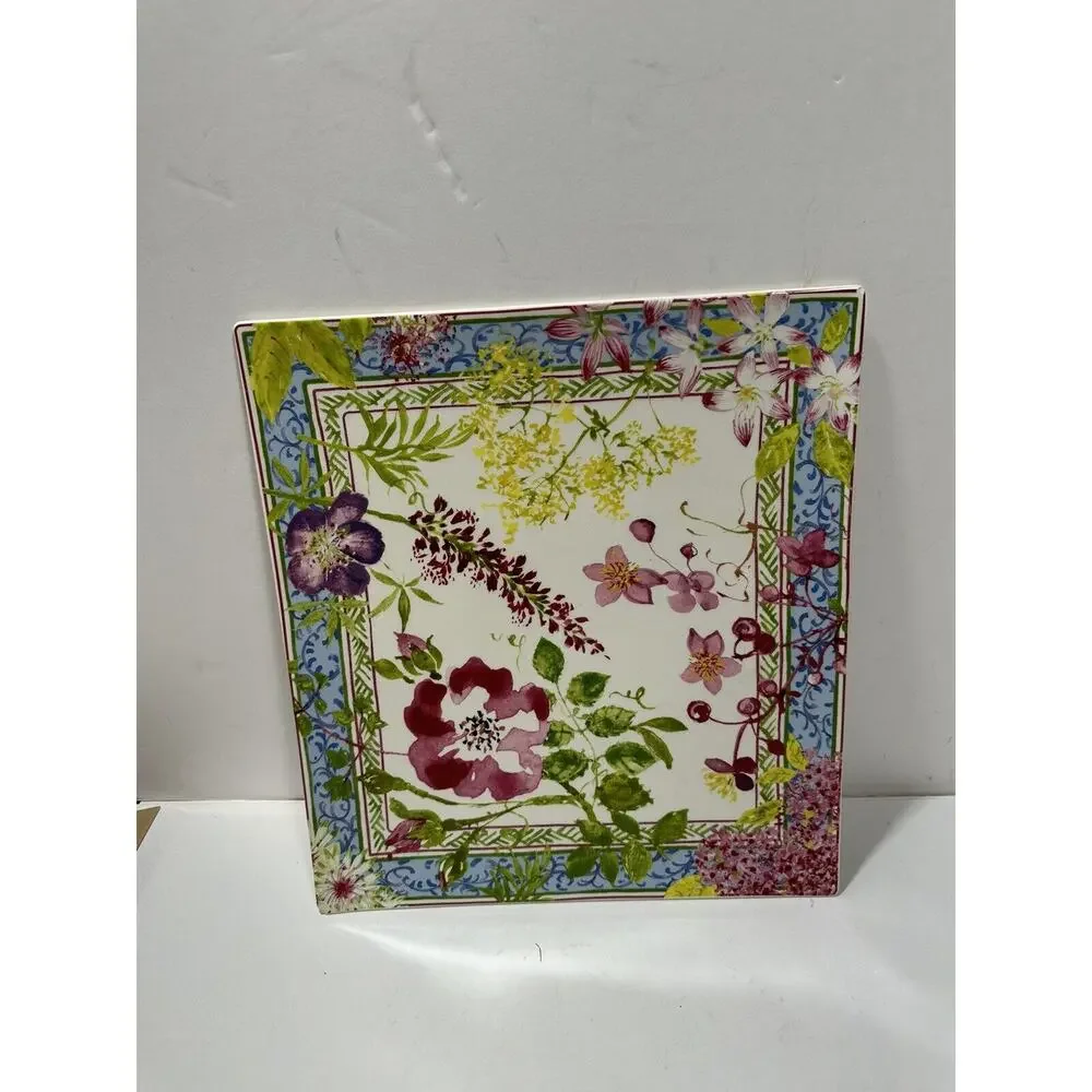 Gien France Millefleurs Floral Square Plate Tray Platter 11.5